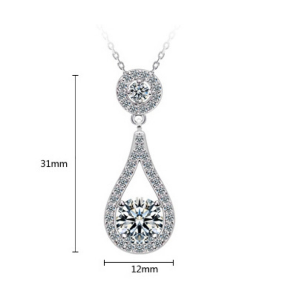 New Charm Silver Tear Drop Pendant Necklace - Picture 4 of 4